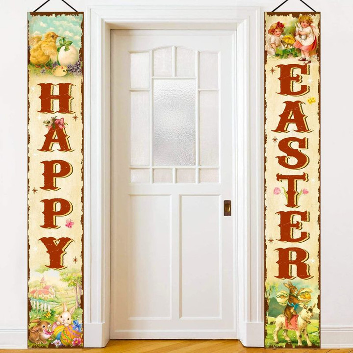 Happy Easter Door Banner Easter's Day Eggs Door Banner Friends And Family Members Gift Door Banner