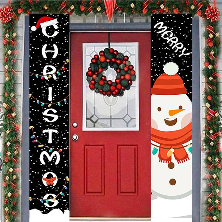 Merry Christmas Snowman Porch Banner