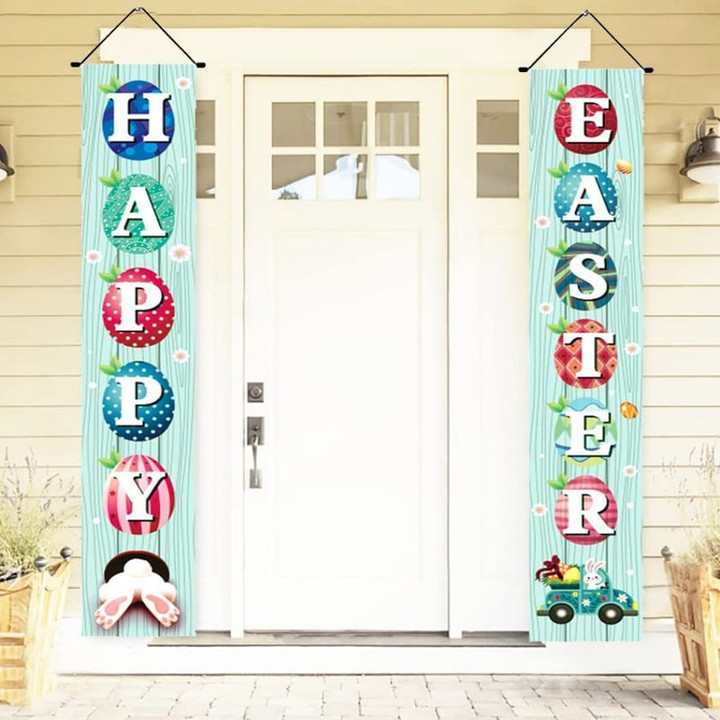 Happy Easter Bunny Rabbit Door Banner Easter's Day Eggs Door Banner Home Decor Door Decoration Door Banner