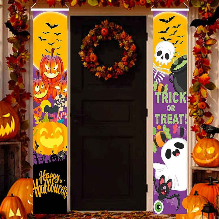 Happy Halloween Trick or Treat! Cartoon Style Porch Banner