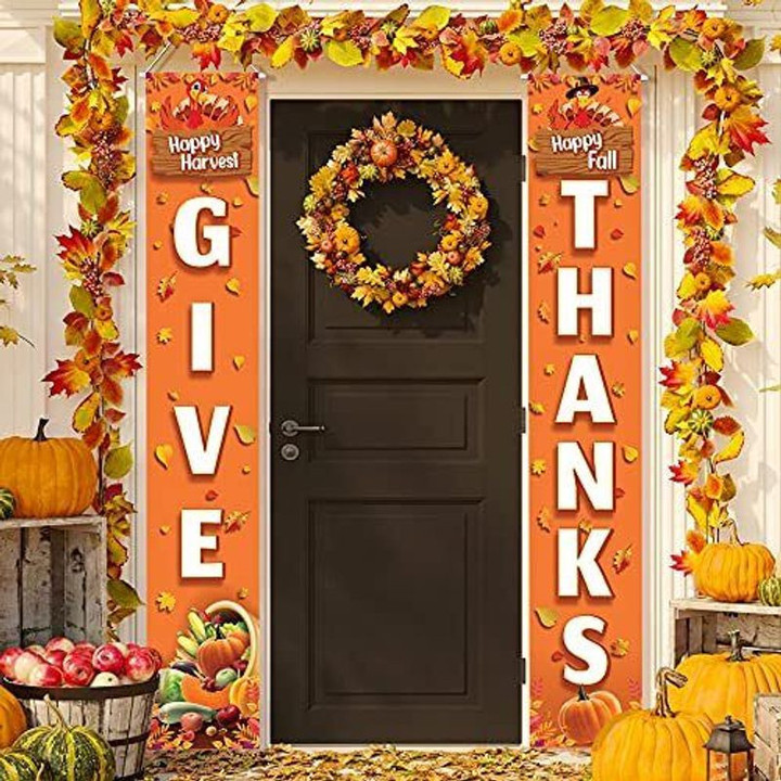 Happy Thanksgiving Banner Front Door Happy Fall Happy Harvest Door Banner