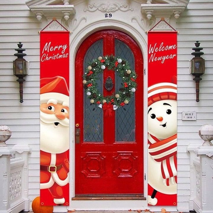 Christmas Door Decoration Merry Christmas Banner Decor Home Santa Gift Door Banner