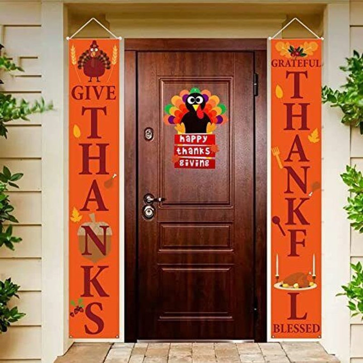 Thanksgiving Banner Thanksgiving Welcome Sign?For Front Door Thankful Gift Door Banner