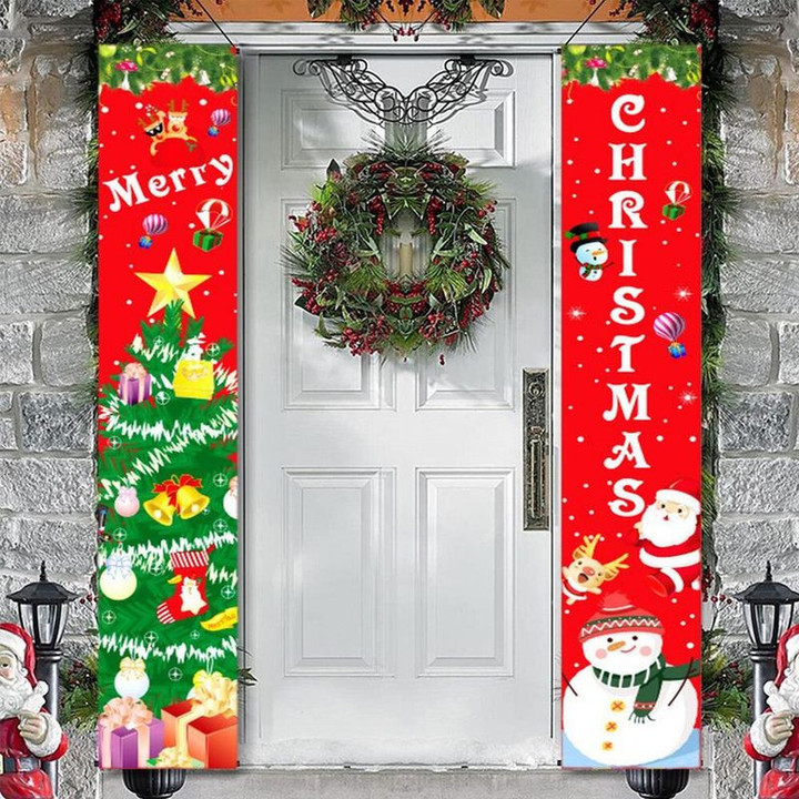 Christmas Banner Couplet Home Merry Christmas Happy Door Decor Door Banner