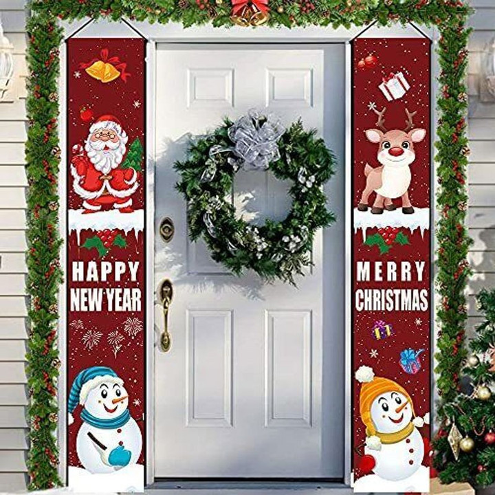 Outdoor Christmas Decorations Winter Holiday Decor Christmas Porch Door Decor Door Banner