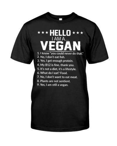 Husband t-shirt hello iama vegan dduc htte