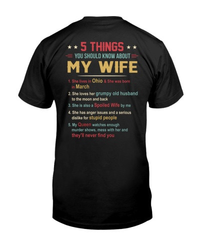 Husband t-shirt 5 things wife ohio march daua cvhl