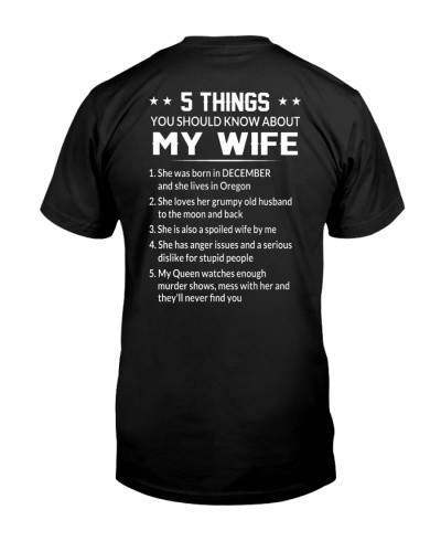 Husband t-shirt 5 things wife december oregon daua htte