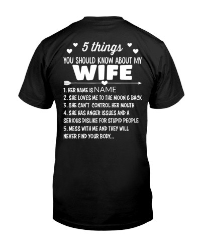 Wife t-shirt 5 things wife loves ddua htteh