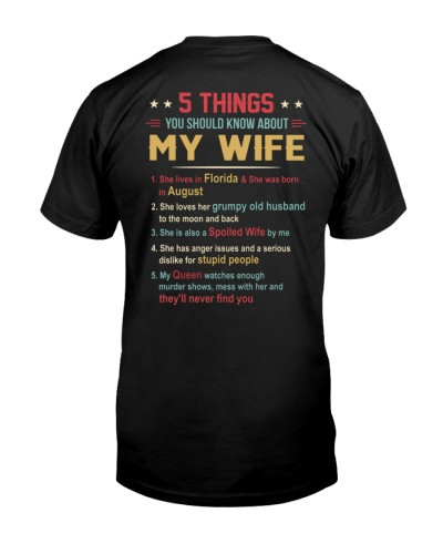 Wife t-shirt 5 things wife florida august daua cvhl