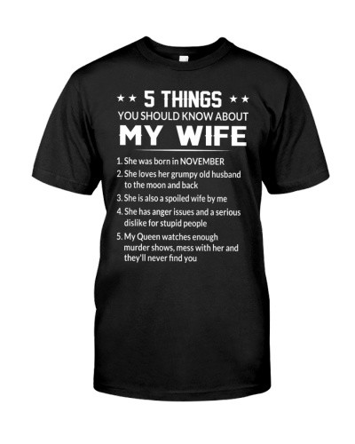 Wife t-shirt front 5 things wife november daud htteh