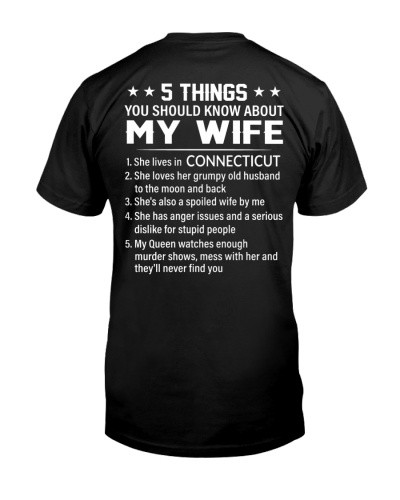 Wife t-shirt 5 things wife connecticut people deud htte