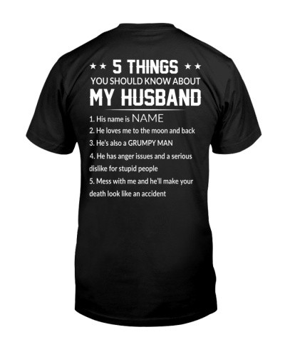 Wife t-shirt 5 things husband man dduc ngnh