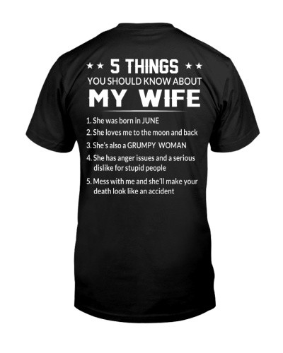 Wife t-shirt 5 things wife june loves daua htte
