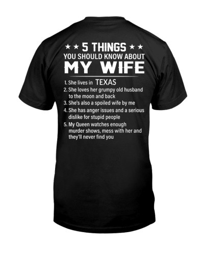 Wife t-shirt 5 things wife texas people deud htte