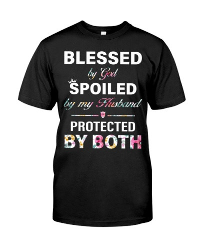 Wife t-shirt blessed spoiled husband dfuc tbth