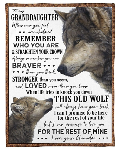 Granddaughter blanket quilt blk granddau loved wolf grandpa deua ngvt