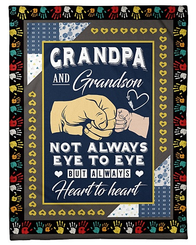 Grandson blanket quilt grandpa grandson eye heart diub lchv