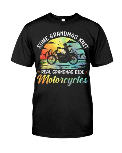 Motorcycle t-shirt biker some grandmas knit