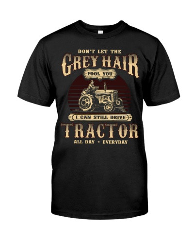 Tractor t-shirt dk greyhair farmer