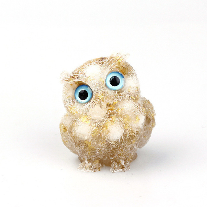 Natural Crystal Stone Owl Showpiece
