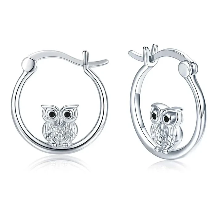 Owl Hoop Earrings