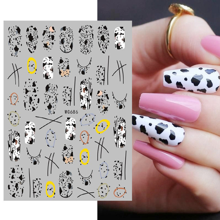 Cow Pattern Nail Stickers