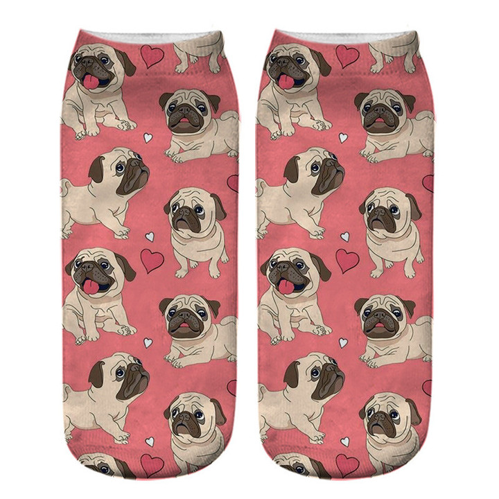 Pug Print Short Socks