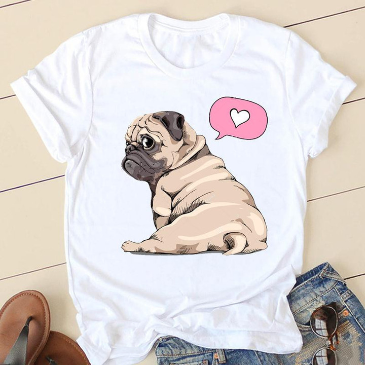 Women Sweet Love Pug T-shirts