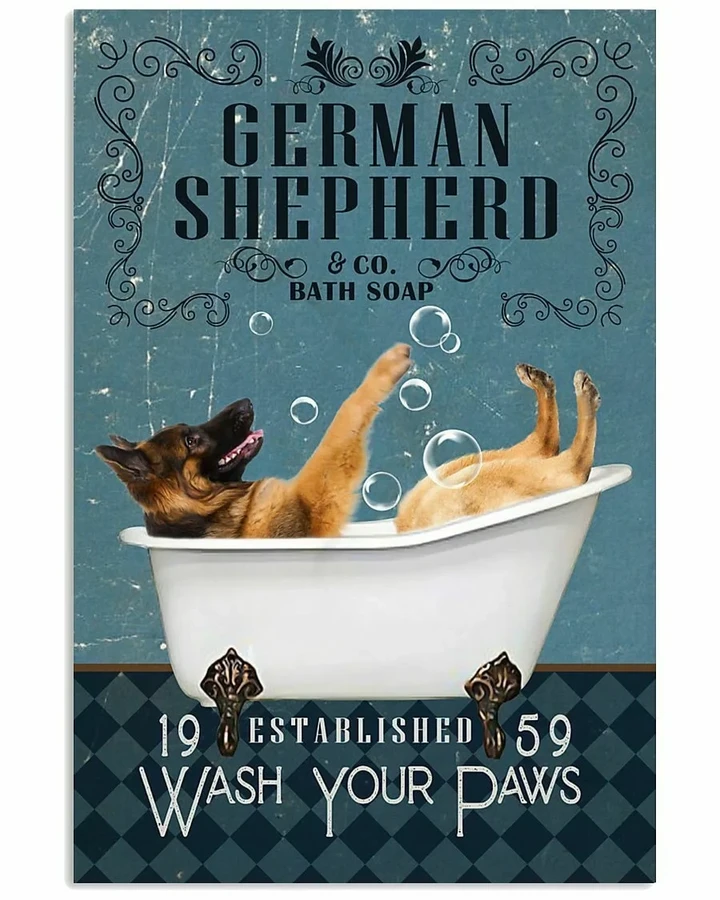 German Shepherd Bath Wall Poster