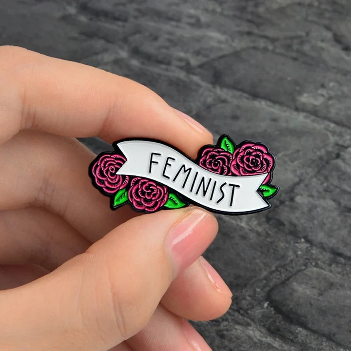 Elegant Red Rose Pin - Feminist -