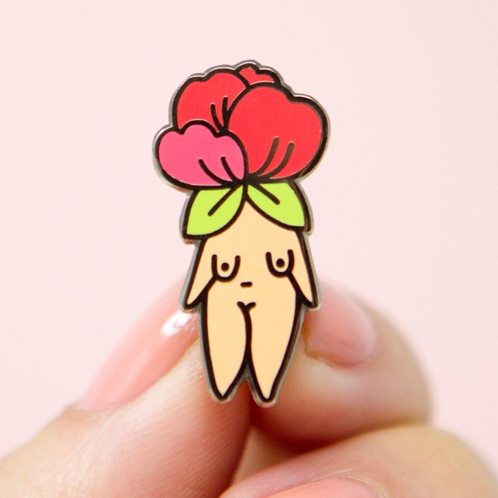 Flower Girl Body - Feminist Enamel Pin -
