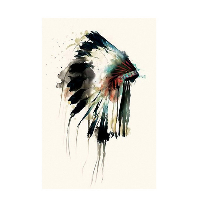 Native Pretty Feather Headdress Oil Painting on Canvas