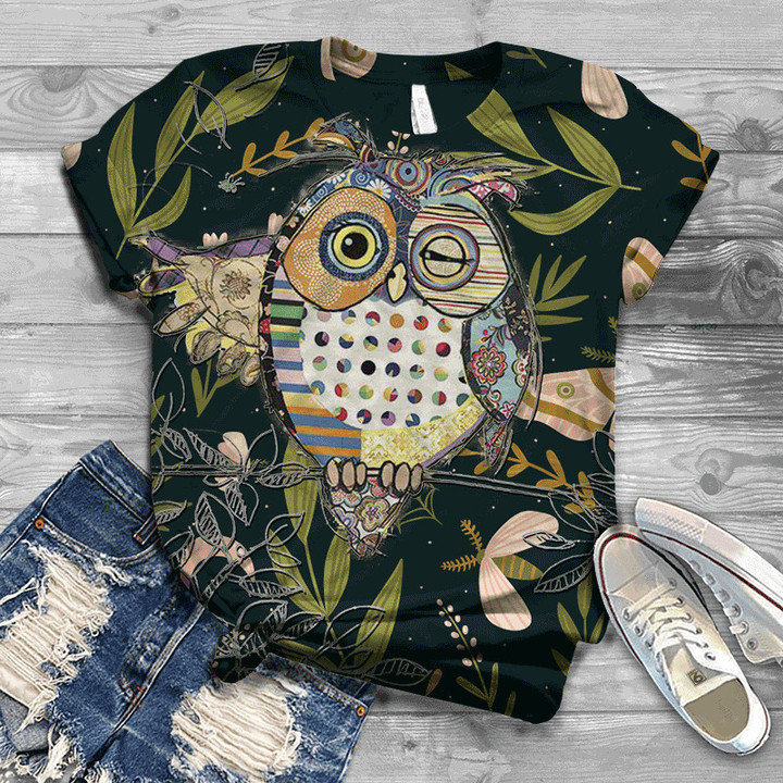 T-shirt women's summer owl print