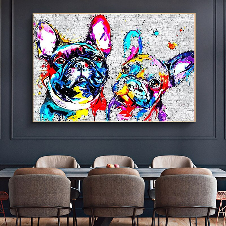 Colorful French Bulldog Canvas Paintings