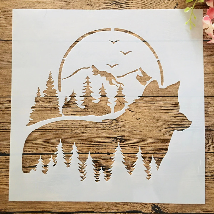 30*30cm Big Wolf Forest Moon DIY Wall Painting