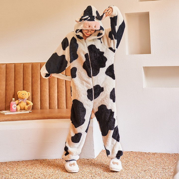 Cow One-piece Sleepwear Hoddies