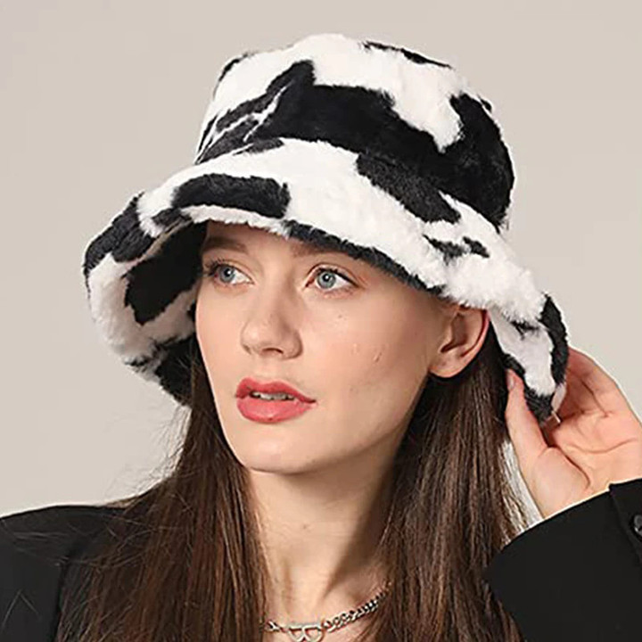 Thick Cow Lamb Wool Bucket Hat