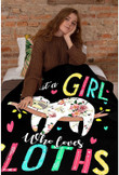 Just A Girl Who Love Sloths Rainbow Sloth Blanket