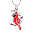 Red Cardinal Bird Urn Necklace for Ashes Cremation Memorial Pendant Jewelry for Women