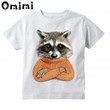 Kids Raccoon In Winter Sweater Design T Shirt Boys/Girls