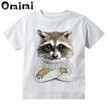 Kids Raccoon In Winter Sweater Design T Shirt Boys/Girls