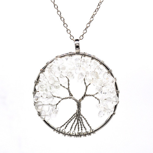 Natural Stone Tree of Life Pendant Necklace