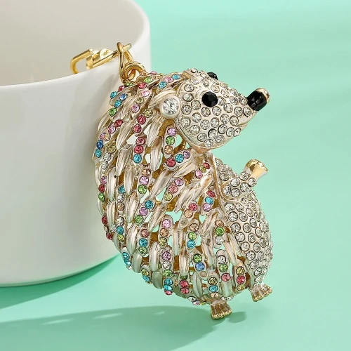 Cute Crystal Hedgehog Key Ring Charm Rhinestone Keychain Cute Animal Gift Jewelry Accessories Christmas Gift