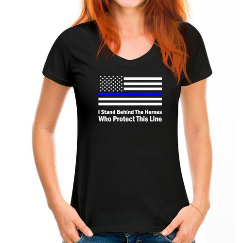 I Stand Behind Thin Blue Line American Men's Novelty T-Shirt