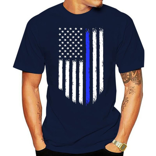Thin Blue Line USA Flag Patriotic Polices Men T-Shirt harajuku tshirt