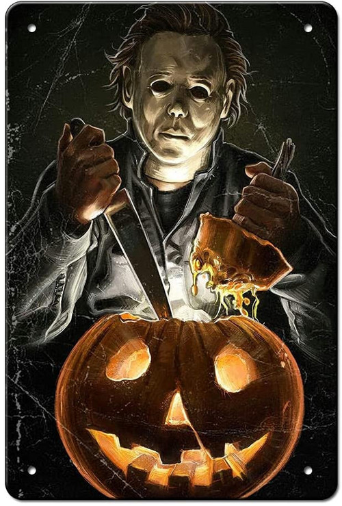 Halloween Michael Myers Horror Movie Metal Tin Sign Poster Wall Plaque Vintage Metal Tin Sign Wall Art Decor 8x12 Inches