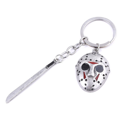 Horror Movie Friday The 13th Jason Voorhees Mask & Machete Alloy Key Chains
