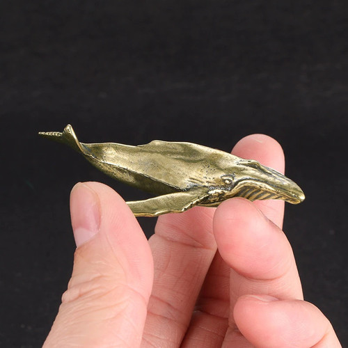 Solid Brass Whale Figurines Vintage Sea Animal Small Statue Desktop Ornaments Office Decorations