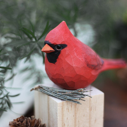 Handmade Wood Carving Northern Cardinal